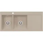 SYSTEMCERAM KeraDomo Spüle MERA DOUBLE in FANGO mit Becken links und Handbetätigung /