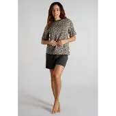 Tom Tailor Shorty , Damen, Gr. 36, grau (braun, mittel, allover), Single Jersey, Obermaterial: 95% Viskose, 5% Elasthan, Homewear-Sets Shorty, aus Single Jersey, mit Elasthan-Anteil