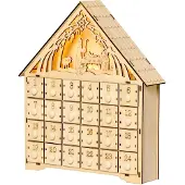 HOMCOM Adventskalender Weihnachtsdekoration 24 Schubladen LED-Lichtern MDF