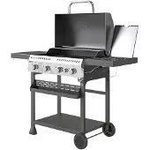 Outsunny Gasgrill 12 KW 4+1 Brenner BBQ Grillwagen aus Edelstahl Seitenbrenner