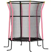 HOMCOM Kinder Trampolin 122 x 111 cm, Trampolin für Kinder 3-10 Jahre, Rosa