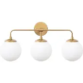 Opviq , Elegante Wandleuchte aus Metall, Gold, 56 x 21 x 27 cm | Glasabdeckung (Durchmesser: 15 cm, Höhe: 15 cm) | 3 x E14 Fassung, max. 40 W | Ideal für Hotel- und Wohnräume.