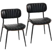 HOMCOM Esszimmerstühle 2er Set Küchenstuhl mit Sitzfläche aus Kunstleder Schwarz