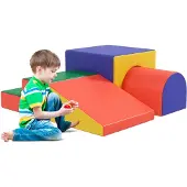 HOMCOM Bausteinset 4er-Set Schaumstoff Bausteine für 1-3 Jahre alt Kinder