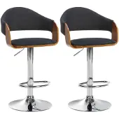 CLP 2er Set Barhocker Nilse Stoff chrom walnuss/schwarz