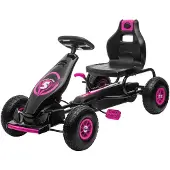HOMCOM Gokart, Kinderfahrzeug mit Pedal, Tretauto, Outdoor, Rosa