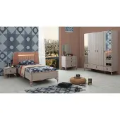 AEA Jugendbett Kindermöbel Kinderbett Komplette Beige Holz Set 5tlg Modern