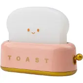 Mary´s Kabellose LED-Nachttischlampe für Kinder, Toaster, Rosa, Weiß, Warmweiß, USB-Kabel