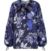 Seidensticker Schlupfbluse , Damen, Gr. XS (34), blau (schwarz), 100% Viskose, gemustert, regular fit, Rundhals, Blusen Schlupfbluse, 1/1 Rundhals Druck