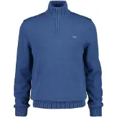 Gant Herren Strickpullover - CLASSIC COTTON HALF-ZIP, Troyer, Baumwolle Blau / 2XL