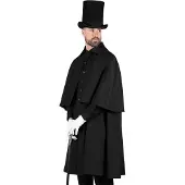 Thetru Herren Kutschermantel, schwarz