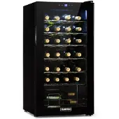 Klarstein Weinkühlschrank, 1 Zonen Getränkekühlschrank Klein, Kleiner Weinschrank 74L, Wein-Kühlschrank Klein mit Glastür, Indoor/Outdoor Flaschenkühlschrank, Wine Fridge 5-18°C, 28 Flaschen