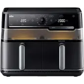 Braun TD 5053I BK, Heißluftfritteuse, 10 l, Doppel, Schwarz, Drehregler, Eigenständig