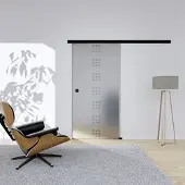 Hansaglas Glasschiebetür Quadra 1 775 x 2050 mm Komplettset Schwarz Muschelgriff SoftClose
