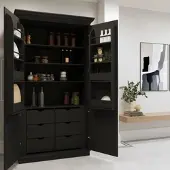 Bessagi Home Kredenz Alvaro ca. 122x220x54 cm Holz Schwarz