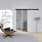 Hansaglas Glasschiebetür Flow 2 1025 x 2050 mm Komplettset Schwarz Muschelgriff SoftClose