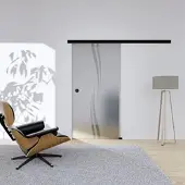 Hansaglas Glasschiebetür Wave 1025 x 2050 mm Komplettset Schwarz Muschelgriff SoftClose