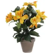 Mica Hibiskus Kunstpflanze im Blumentopf Stan - H40 x Ø30 cm - Gelb