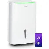 Klarstein DryFy Connect 50L Smart Luftentfeuchter, 50L/24h, WiFi App Steuerung, 7L Tank, Timer, Elektrischer Luftentfeuchter für Räume 45-55m², Entfeuchtungsgerät mit Alexa-Kompatibilität, Weiß