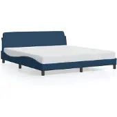 vidaXL Bettgestell mit Kopfteil "Dover" Blau 180x200 cm Stoff