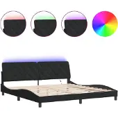 vidaXL Bettgestell mit LED ohne Matratze Schwarz 200x200 cm Samt
