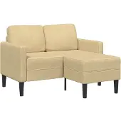 vidaXL 2-Sitzer-Sofa mit Chaiselongue L-Form Graugrün 125 cm Leinen