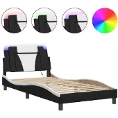 vidaXL Bettgestell Viana mit LED ohne Matratze Schwarz&Weiß 100x200cm