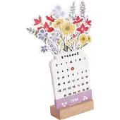 OEM Holzkalender - Kleine Bürokalender - Blühende Blumenkalender mit Holzfuß.