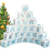 Sonstiges Adventskalender zum Befüllen DIY 24 Kubus-Boxen Blau mit Stickern & Juteschnur 7x7x7cm