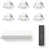 LEDVION 6er set LED Einbaustrahler ø42mm IP65 3W Weiß 2700K Kippbar