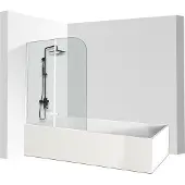 OEM Silberglas-Badwand 100x140cm, 2-teilig, 5mm dick, klappbar, sicherheitsglas, 2-teilige, silber