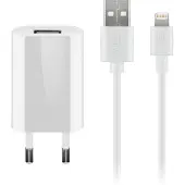 Goobay Apple Lightning Ladeset 1 A, Netzteil mit Apple Lightning Kabel 1m (Weiß)