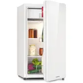 Klarstein Luminance Frost Kühl-Gefrier-Kombination - freistehender Kühlschrank, Glasfront, geräuscharm, ca. 45 x 84 x 48,5 cm (BxHxT), 91 Liter Gesamtvolumen, weiß