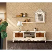AEA Wohnwand Regale Wohnzimmer Holz Weiß Wandvitrine Wand Regale Italy