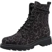 Tamaris Schnürstiefelette , Damen, Gr. 36, grau (grau leo), Leder, Textil, unifarben mit Farbeinsatz, Schuhe Schnürstiefelette, Blockabsatz, Schnürboots mit zusätzlichem Innenreißverschluss, Topseller