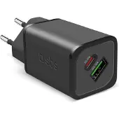 SBS 65-Watt-GaN-Wandladegerät mit einem USB-C-Power-Delivery- und einem USB-A-Adaptive-Fast-Charge-Ausgang