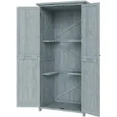 Outsunny Gartenschrank Holz Geräteschuppen mit Doppeltür, Magnetverschluss