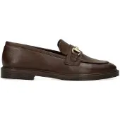 Manfield Dunkelbraune Leder-Loafer mit goldfarbenem Detail | Größe 38