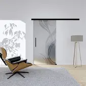 Hansaglas Glasschiebetür Mara 1 900 x 2050 mm Komplettset Schwarz Griffstange SoftClose