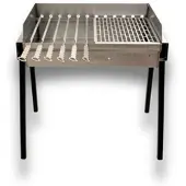 Grillpeter Mangal Bulat 70 Schaschlikgrilll 3mm Edelstahl Grillgitter 6 Spieße