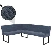 Mendler Eckbank MCW-O81, Esszimmerbank Bank, (310g/m²) Chenille Stoff/Textil Metall 159x210cm blau
