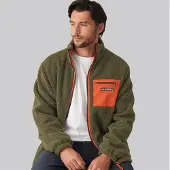 Lagooners Herren - Rafferty Borg Jacke mit Reißverschluss - Khaki/Orange