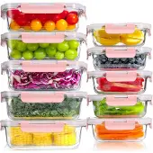 YASHE Glasbehälter mit Deckel, 10 Teile Stapelbar & Luftdicht Meal Prep Boxen Gl