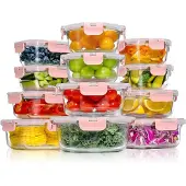 YASHE Glasbehälter mit Deckel, 12 Teile Stapelbar & Luftdicht Meal Prep Boxen Gl