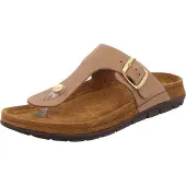 Rohde Damen Zehentrenner Pantolette Leder Rodigo-D 5860, Größe:41 EU, Farbe:Beig