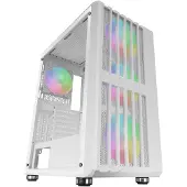 Mars Gaming MC-VAULTW, Midi Tower, PC, Weiß, ATX, micro ATX, Mini-ITX, Netz, SGCC, Gehärtetes Glas, Gaming