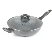 Salter BW02772G Marblestone 28cm Wokpfanne - Antihaftwok mit Deckel, PFOA-frei W