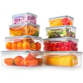 YASHE Frischhaltedose mit Deckel, 8 Teiliges Plastik Vorratsdosen Set, BPA Frei,