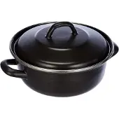 Karl Krueger Krueger STEW POT KB20 MATT Black Kochtopf inkl. Deckel, emailliert, 20 cm Durchmesser, Induktionsherd-geeignet, Antihaftbeschichtung