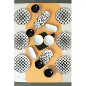Hermia Concept , Frühstücksset (18 Teile) aus 100% Keramiksteinzeug, Schwarz/Weiß, antibakteriell